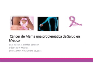 Cáncer de Mama una problemática de Salud en
México
DRA. PATRICIA CORTÉS ESTEBAN
ONCOLOGÍA MÉDICA
SAN LÁZARO, NOVIEMBRE 05,2015
 