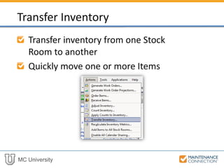 MC University
Example (cont’d):
Transfer Inventory (cont’d)
 