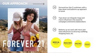 OUR APPROACH
Surround our Gen Z customers with a
tops-down and bottoms-up approach
to social
Tops down we integrate mega a...