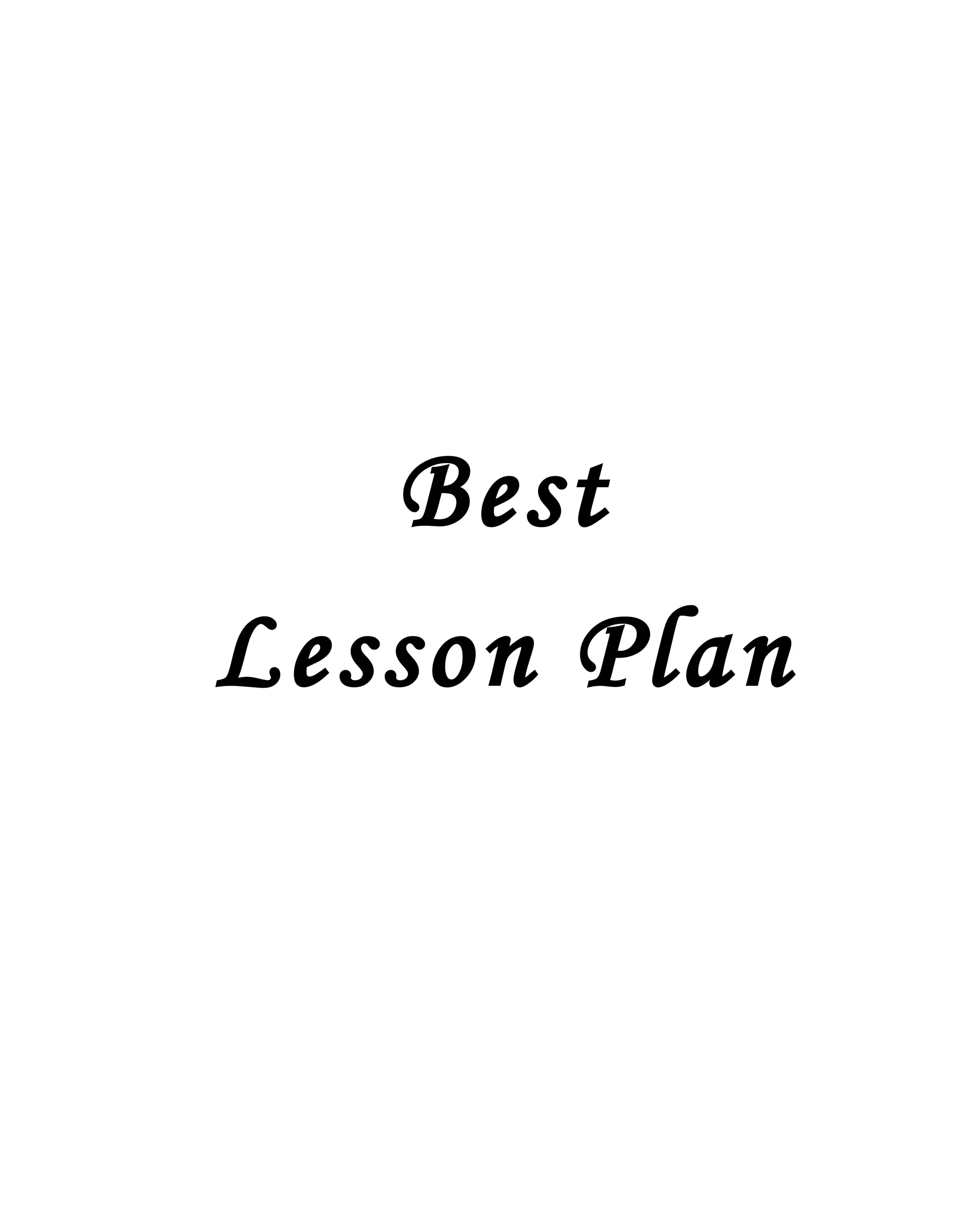 Best
Lesson Plan
 