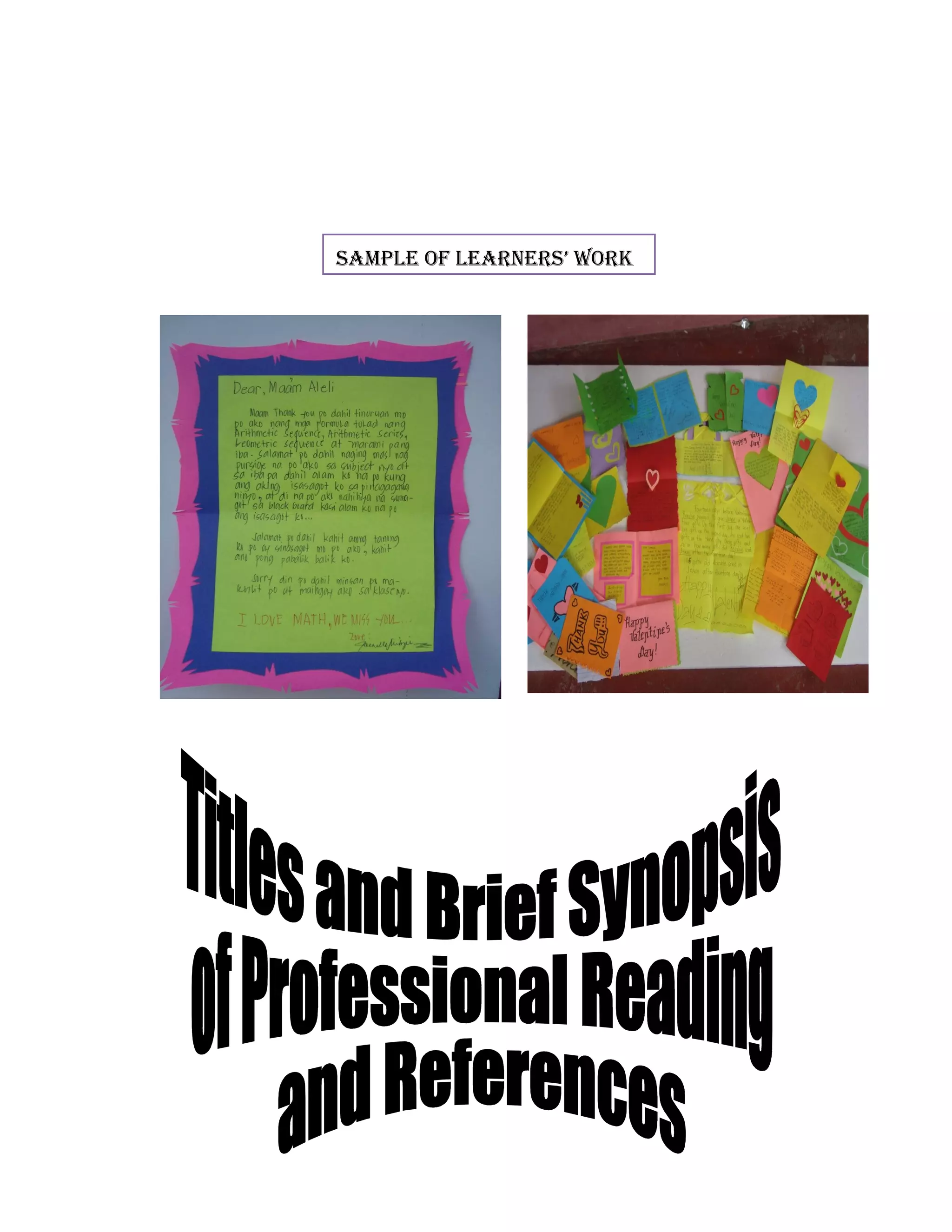 SAMPLE OF LEARNERS’ WORK
 