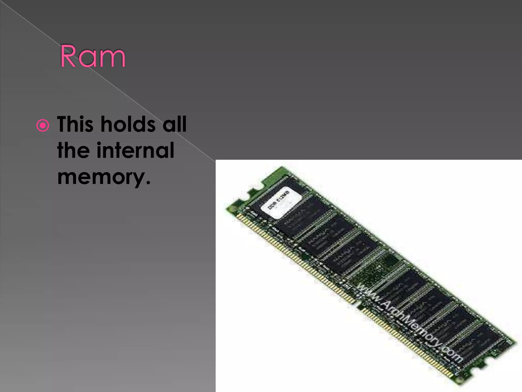  This holds all
the internal
memory.