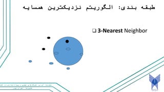 ‫پور‬ ‫اخوان‬ ‫علیرضا‬
‫و‬ ‫عصبی‬ ‫های‬‫شبکه‬ ‫بر‬ ‫ای‬ ‫مقدمه‬‫کت‬ ‫در‬ ‫سازی‬‫پیاده‬
‫بندی‬ ‫طبقه‬:‫همسایه‬ ‫ترین‬‫نزدیک‬ ‫الگوریتم‬
 3-Nearest Neighbor
 