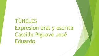 TÚNELES
Expresion oral y escrita
Castillo Piguave José
Eduardo
 