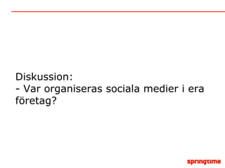 Diskussion: - Var organiseras sociala medier i era företag? 