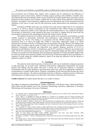 Prevalence and Antibiotic sensitivity pattern of Salmonella isolates ...