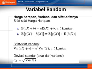 Variabel Random Random variabel Variabel diskrit dan kontinu.ppt