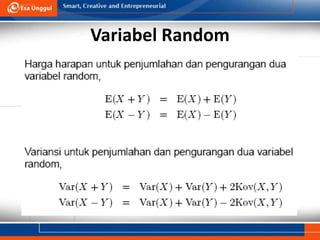 Variabel Random Random variabel Variabel diskrit dan kontinu.ppt