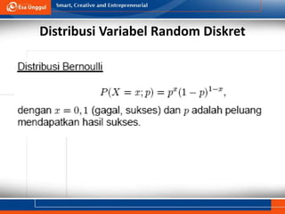 Variabel Random Random variabel Variabel diskrit dan kontinu.ppt