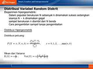 Variabel Random Random variabel Variabel diskrit dan kontinu.ppt