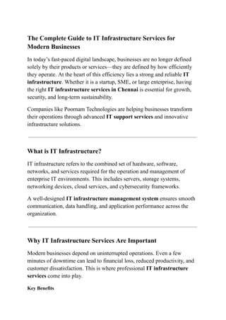 Comprehensive IT Infrastructure Services for Modern Business Growth and ...