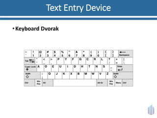 Text Entry Device
•Keyboard Dvorak
 