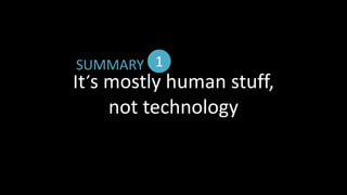 1SUMMARYIt’s mostly human stuff,not technology