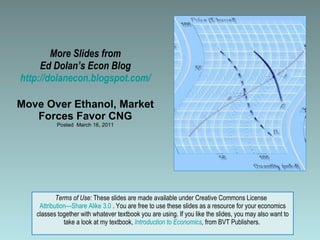 More Slides from Ed Dolan’s Econ Blog http://dolanecon.blogspot.com/ Move Over Ethanol, Market Forces Favor CNG Posted  March 16, 2011 Terms of Use:  These slides are made available under Creative Commons License  Attribution—Share Alike 3.0  . You are free to use these slides as a resource for your economics classes together with whatever textbook you are using. If you like the slides, you may also want to take a look at my textbook,  Introduction to Economics ,  from BVT Publishers.  
