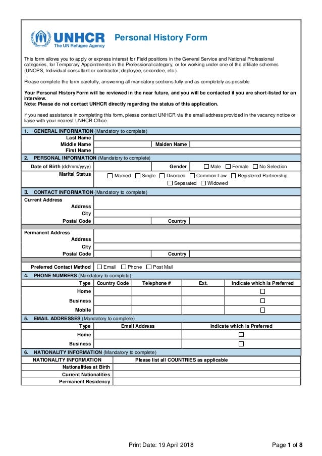 Formato p11 acnur Formato p11 acnur