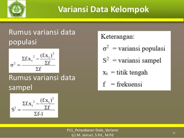 Cara menghitung varians data berkelompok