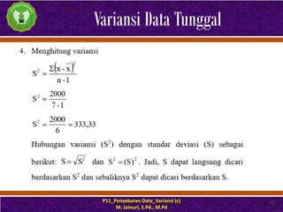 Variansi Data Tunggal
P11_Penyebaran Data_Variansi (c)
M. Jainuri, S.Pd., M.Pd
10
 