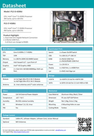 Mini PC industriel Intel i5 4200U 1,80 GHz avec 6 ports RS-232 –