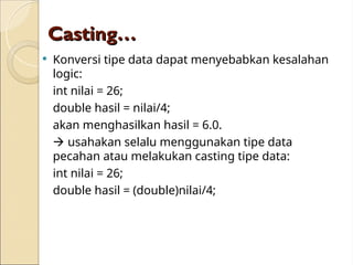 Pertemuan java 2 Pemograman Oriented Object | PPT