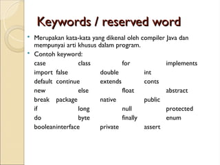 Pertemuan java 2 Pemograman Oriented Object | PPT
