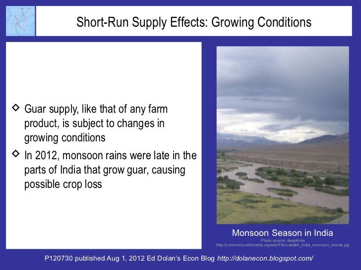 Short-Run Supply Effects: Growing Conditions Guar supply, like that of any farm  product, is subject to changes in  growi...