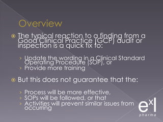 Sponsors looking more seriously at who will do what, during the pre site visit