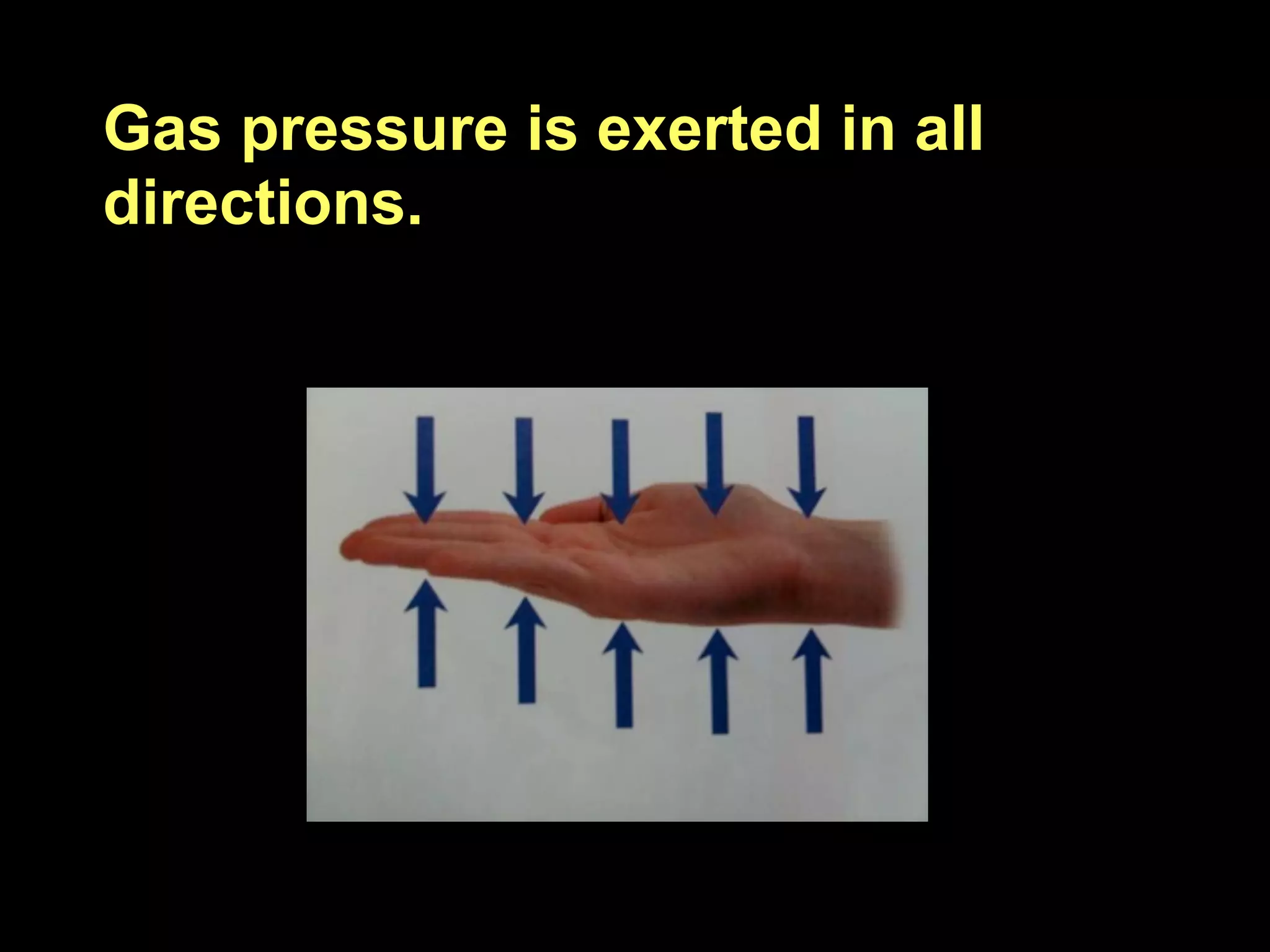 Gas pressure is exerted in all
directions.
 