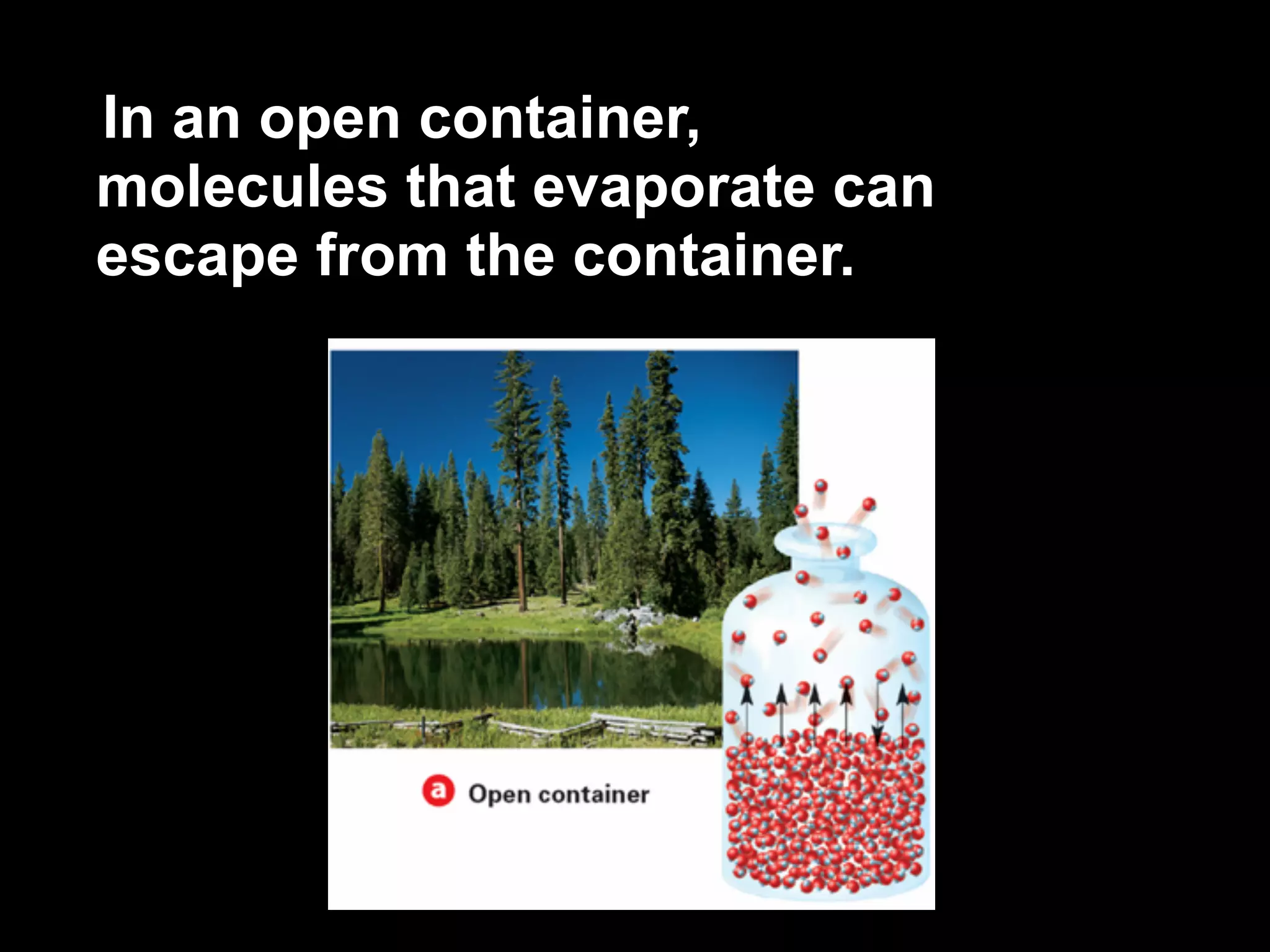 13.2
In an open container,
molecules that evaporate can
escape from the container.
 