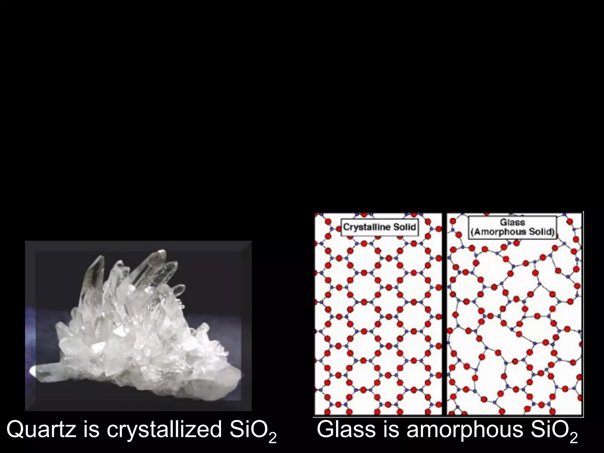 Quartz is crystallized SiO2   Glass is amorphous SiO2
 