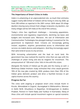 SMART CITIES CHALLENGES IN INDIA -CASE STUDY OF CHENNAI CITY | PDF