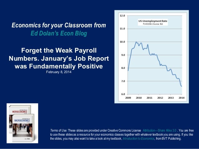 Economics for your Classroom from
Ed Dolan’s Econ Blog
Forget the Weak Payroll
Numbers. January’s Job Report
was Fundament...