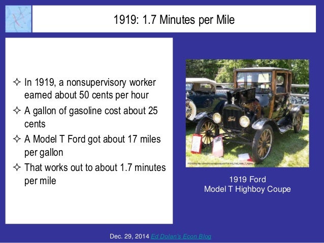 1919: 1.7 Minutes per Mile
 In 1919, a nonsupervisory worker
earned about 50 cents per hour
 A gallon of gasoline cost a...