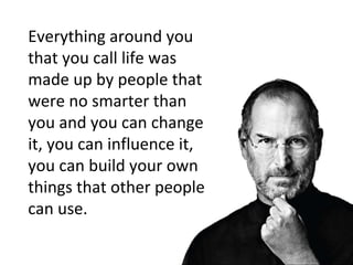 Everything around you
that you call life was
made up by people that
were no smarter than
you and you can change
it, you can influence it,
you can build your own
things that other people
can use.
 