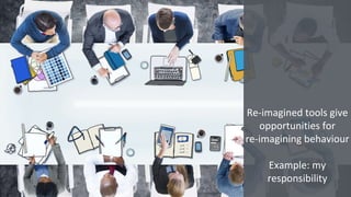 Re-imagined tools give
opportunities for
re-imagining behaviour
Example: my
responsibility
 