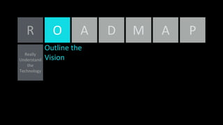 R O A D M A
Really
Understand
the
Technology
Outline the
Vision
P
 