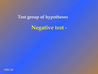 PHIL 160 Negative test -  Test group of hypotheses 