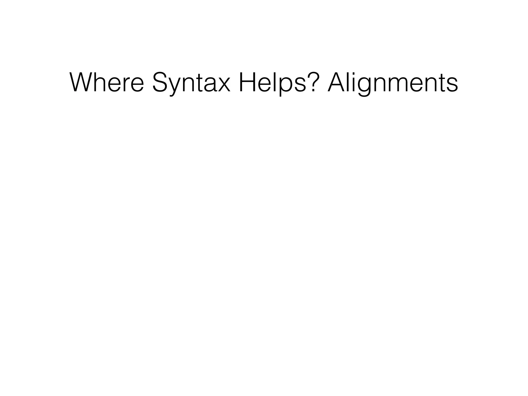 Where Syntax Helps? Alignments
 