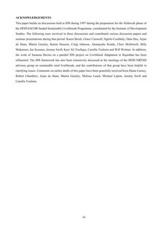 Livelihood Paper P1833 Sustainable Rural Livelihoods Ids Paper72 | PDF