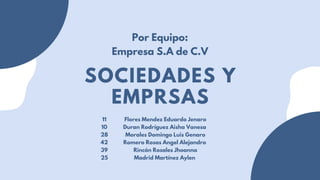 Tipos de Sociedades y Empresas en México: Marco Legal y Clasificación | PDF