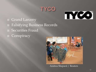 Grand LarcenyFalsifying Business RecordsSecurities FraudConspiracy12TYCOAndrea Shepard / Reuters