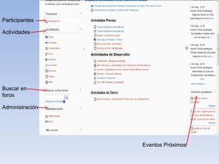 Participantes Actividades Buscar en foros Administración Eventos Próximos 
