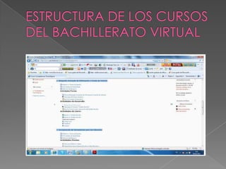 ESTRUCTURA DE LOS CURSOS DEL BACHILLERATO VIRTUAL