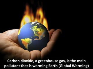 Carbon dioxide, a greenhouse gas, is the main pollutant that is warming Earth (Global Warming)