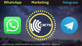 WhatsApp
CÁPSULA DE CONOCIMIENTO DE ACCESO ABIERTO Y MASIVO
TelegramMarketingWhatsApp
 