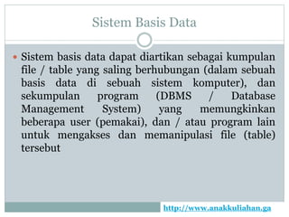 Sistem manajemen basis data | PPTX