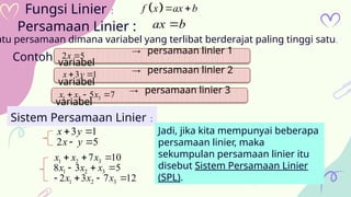 Materi ke-2 Sistem Persamaan linier (SPL) | PPTX