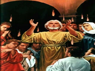 É a primeira e grande
manifestação missionária
da Igreja.
E seus missionários
são os Apóstolos.
- E o povo espantado
se questiona: "Como os
escutamos na nossa língua?"
O texto nos faz lembrar
a Torre de Babel (Gn 11):
- Lá ninguém se entende mais...
Aqui acontece o contrário:
Por obra do Espírito Santo,
todos falam uma língua
que todos compreendem
e que une a todos:
a linguagem do amor.
 