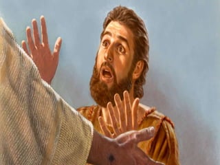 + O Episódio de Tomé é uma CATEQUESE SOBRE A FÉ:
Inicialmente exige provas, só acredita vendo...
Não valoriza o testemunho da Comunidade.
Não percebe os sinais de vida nova que nela se manifestam...
Fora da comunidade, não encontra o Cristo ressuscitado.
Depois, voltando à comunidade, no "dia do Senhor" (Domingo),
o encontra e faz uma linda profissão de fé: "Meu Senhor e meu Deus".
Quem não encontrou o Ressuscitado na Comunidade
precisa de "provas" para acreditar.
 