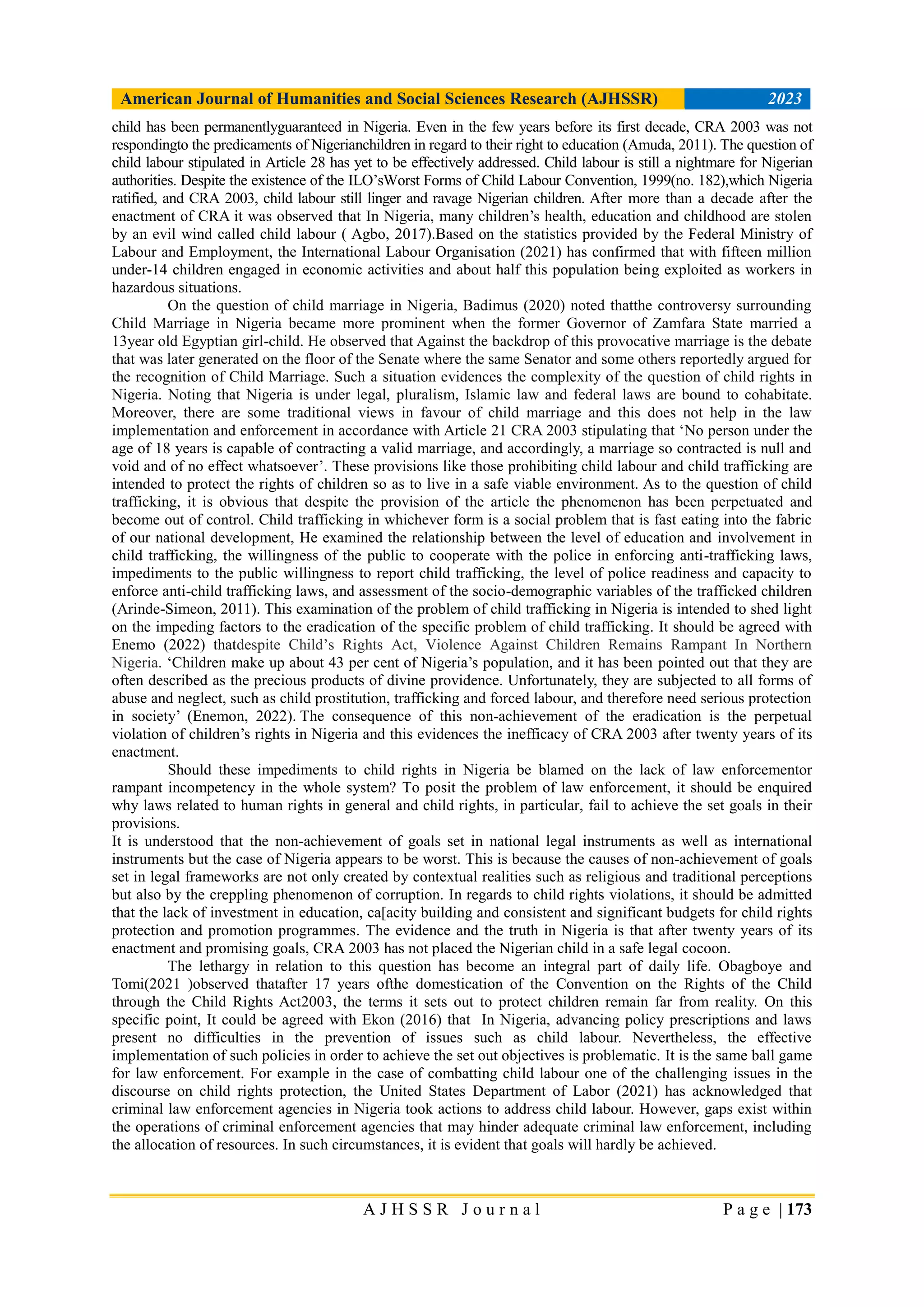 The State of Child Rights in Nigeria Twenty Years After the Emergence ...