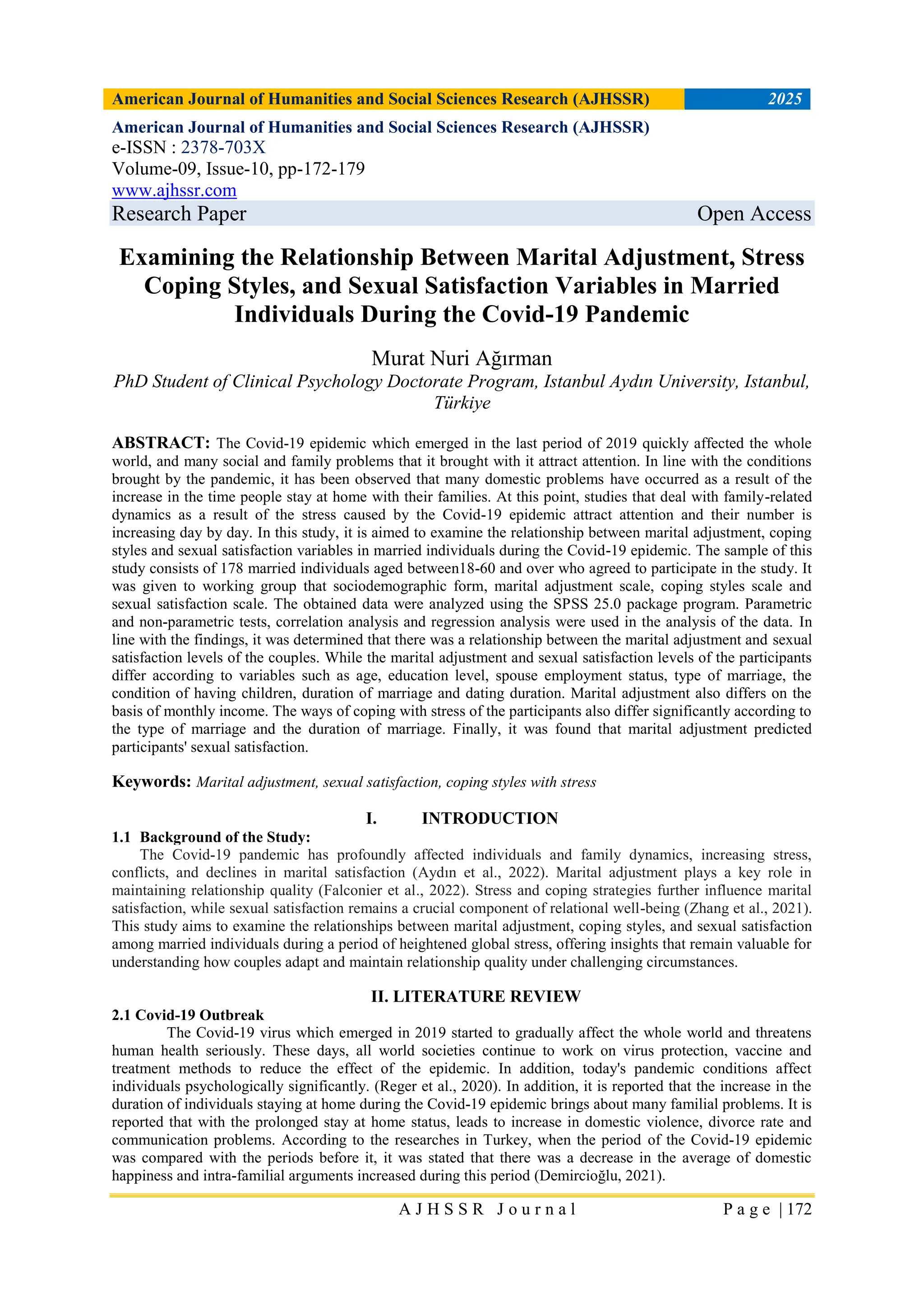 Examining the Relationship Between Marital Adjustment, Stress Coping ...